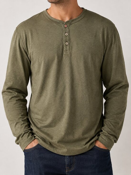 Fresh Clean Tees Other - Fresh Clean Tees Men's XL Olive Green Long Sleeve Henley Shirt